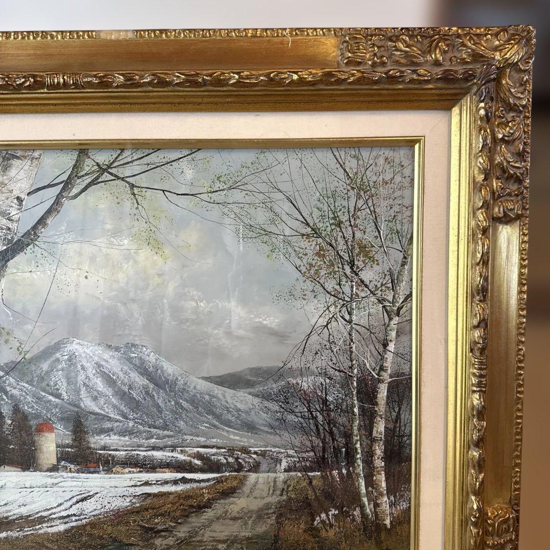 武本春根　訪春　油彩画 冬の風景