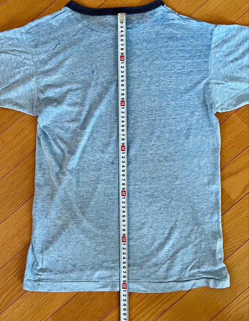 80's チャンピオン USCGA 染み込プリント 水色霜降り Teeシャツ実物