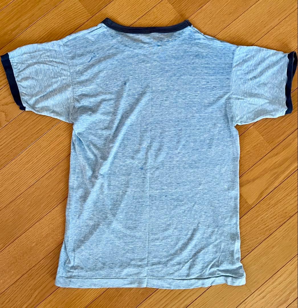 80's チャンピオン USCGA 染み込プリント 水色霜降り Teeシャツ実物