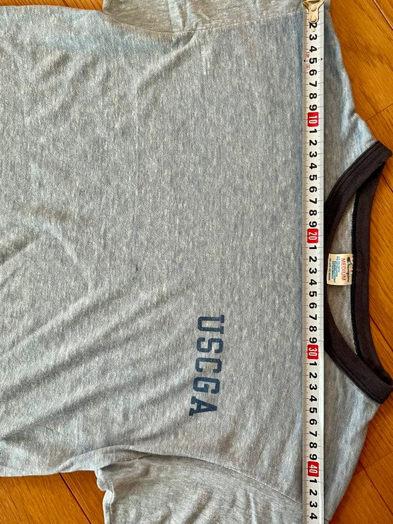 80's チャンピオン USCGA 染み込プリント 水色霜降り Teeシャツ実物