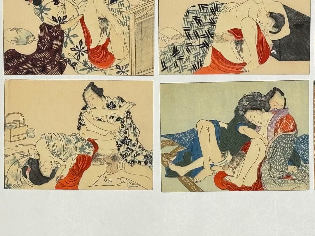 「ひよくの友」彩色木版画 明治頃刊 揃12枚|春画 艶本 わじるし 浮世絵 和本