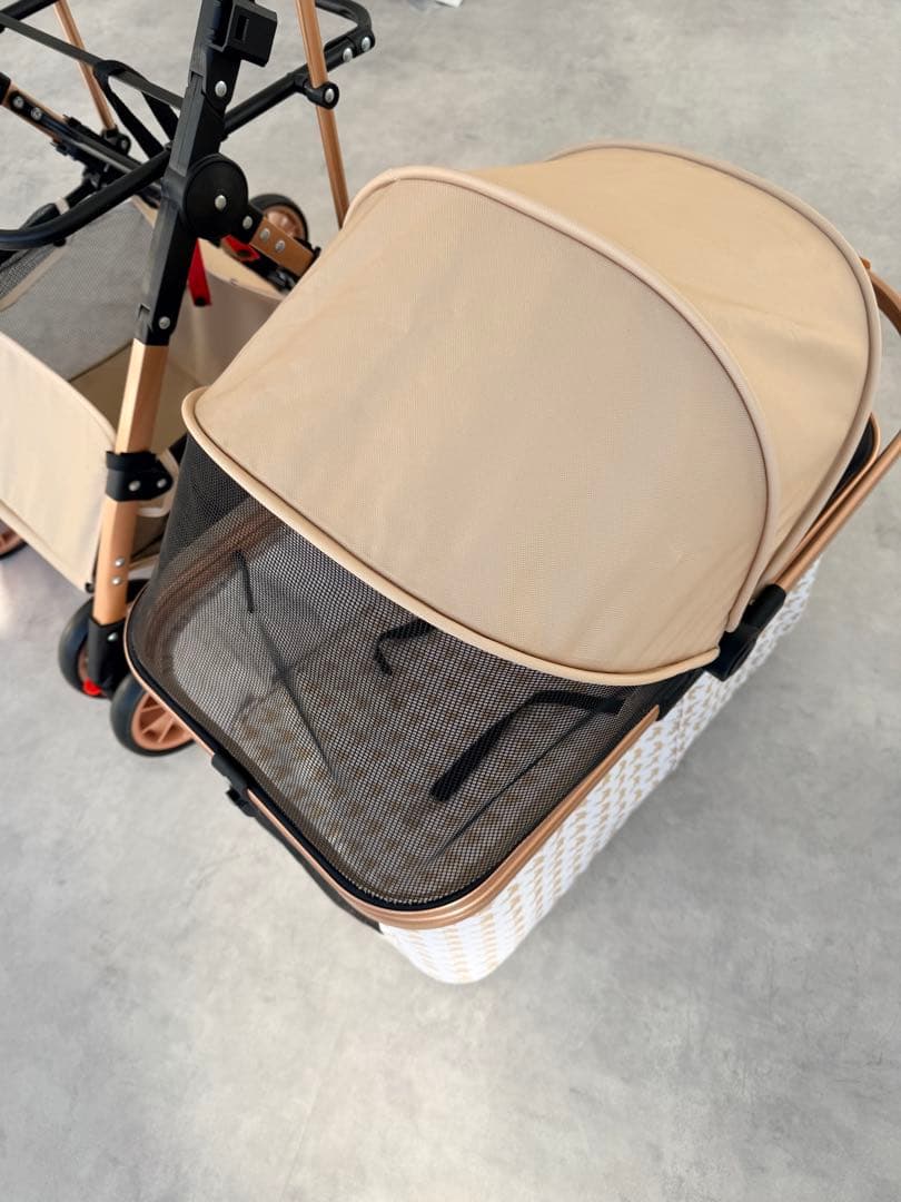 開封済　未使用　ハウンドトゥース柄 ペットカート　分離式　アルミ 20kg小型犬