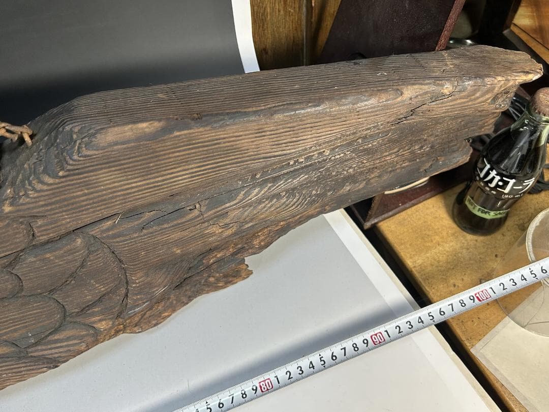 魚板　110㎝　時代 古道具 壁掛け　魚鼓 在銘　仏教美術　雑貨　流木　オブジェ