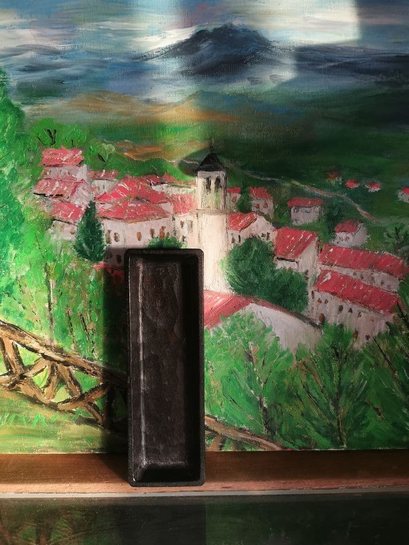 三谷龍二 黒漆 端正な細長深皿 角皿 木彫り漆塗り 美しいノミの目跡 作家物