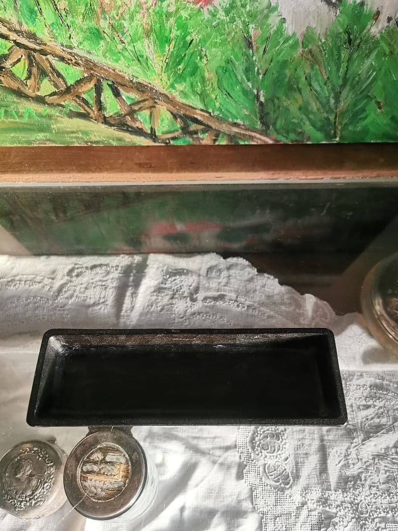 三谷龍二 黒漆 端正な細長深皿 角皿 木彫り漆塗り 美しいノミの目跡 作家物