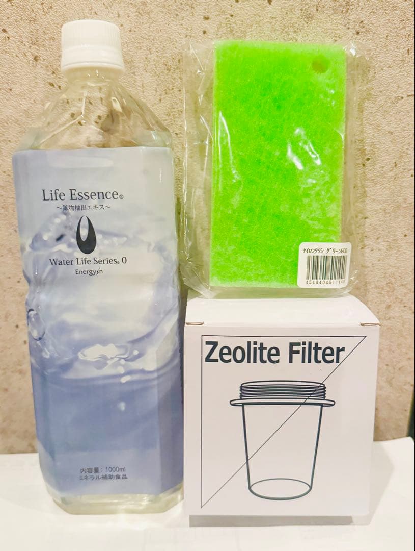 【７月購入】ゼオライトフィルター（下部）＆1000mlライフエッセンス＆スポンジ