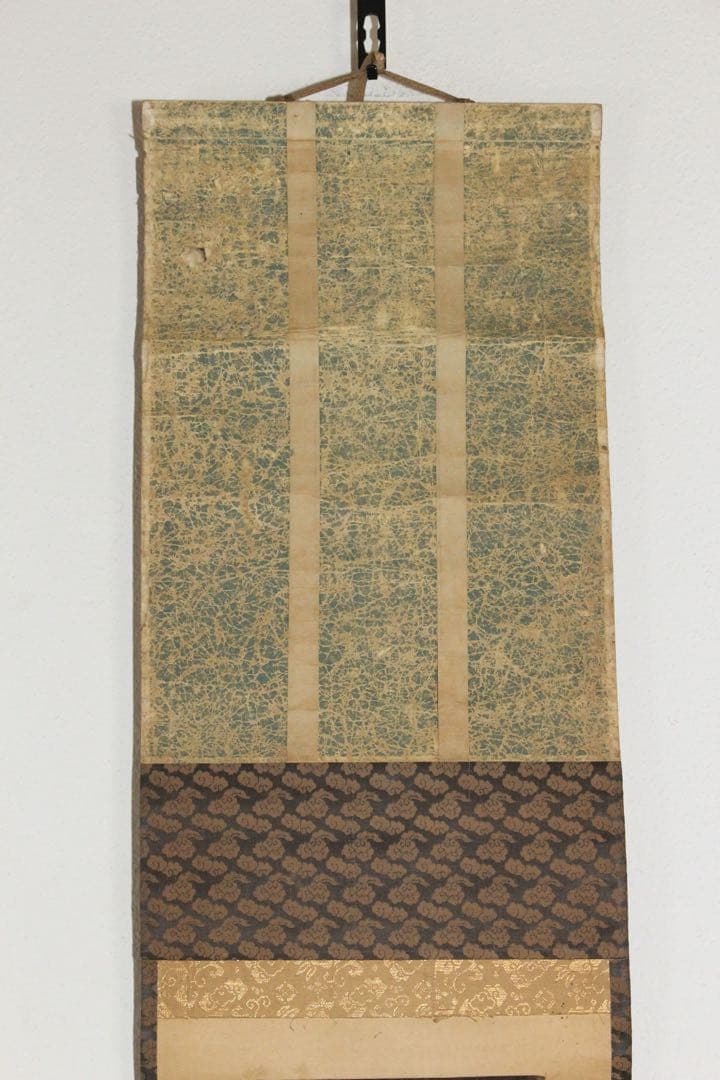 No4594 掛軸　模写　楠木正成　二行書　銀地大短冊　紙本　合箱　送料無料