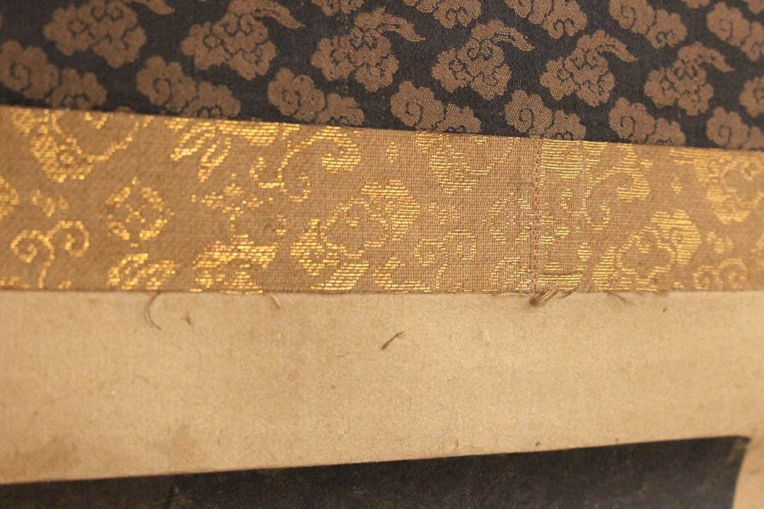 No4594 掛軸　模写　楠木正成　二行書　銀地大短冊　紙本　合箱　送料無料