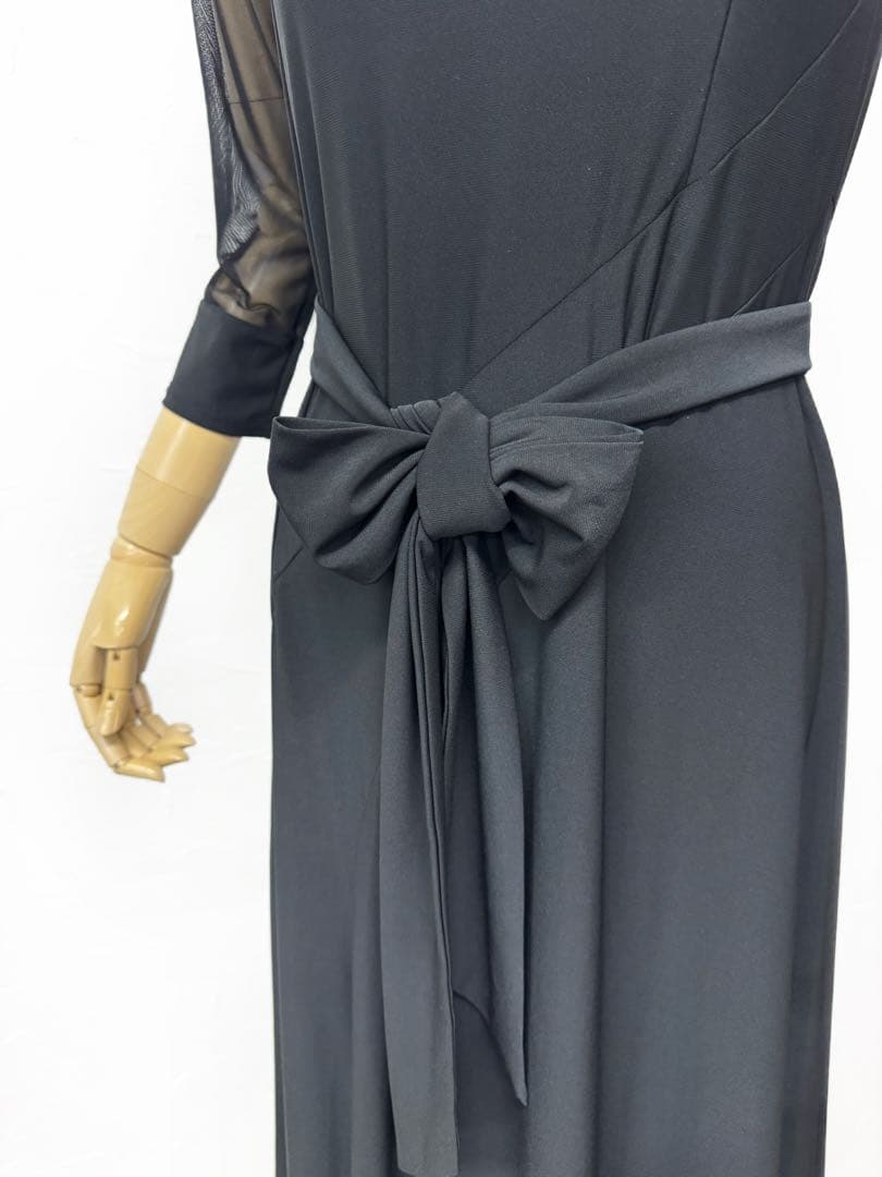 【シンプル】新品　黒　ウエストベルト　エスカルゴ　ワンピースｂ224