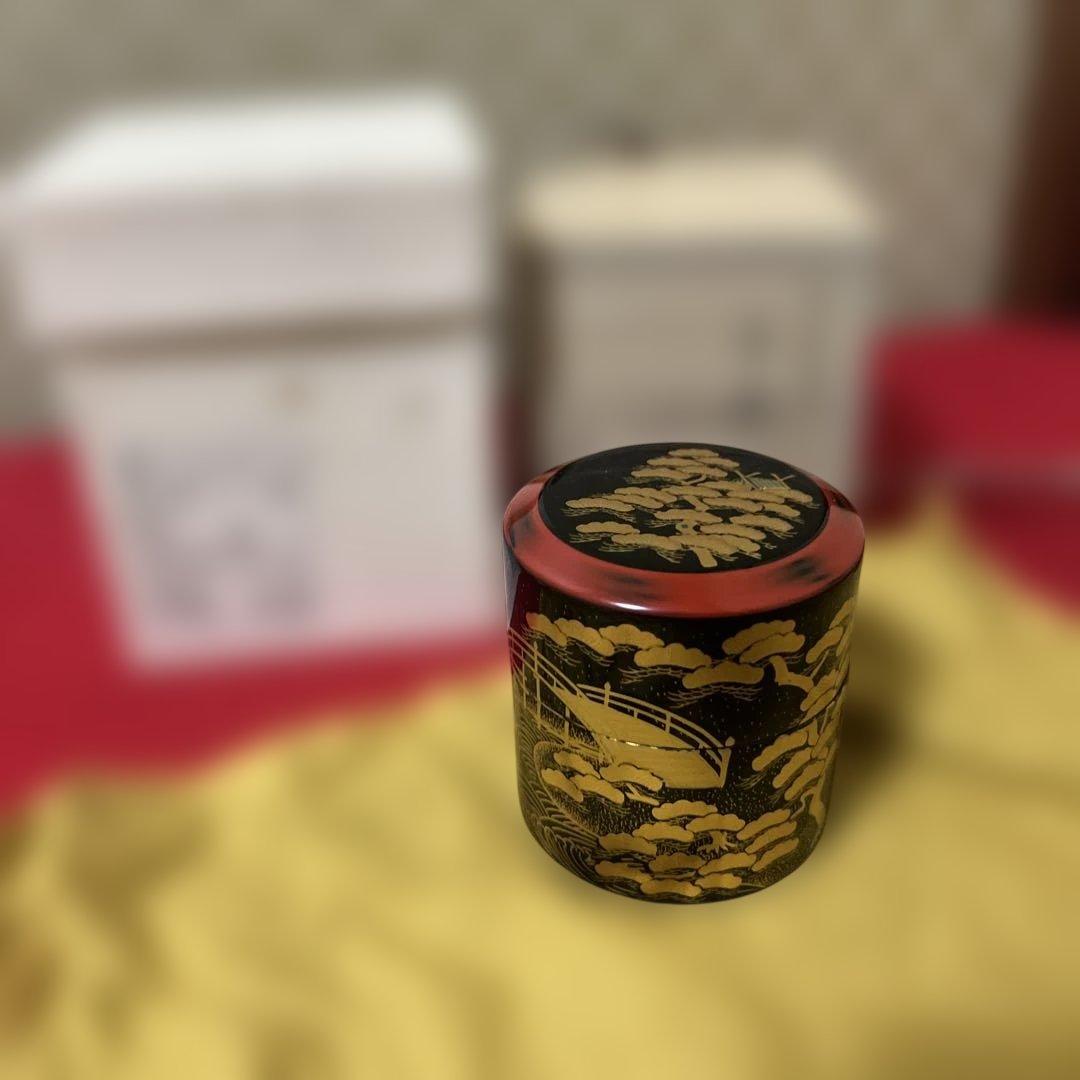 「新品」加賀塗師・和田寿峰作 住吉蒔絵 茶器　桐共箱