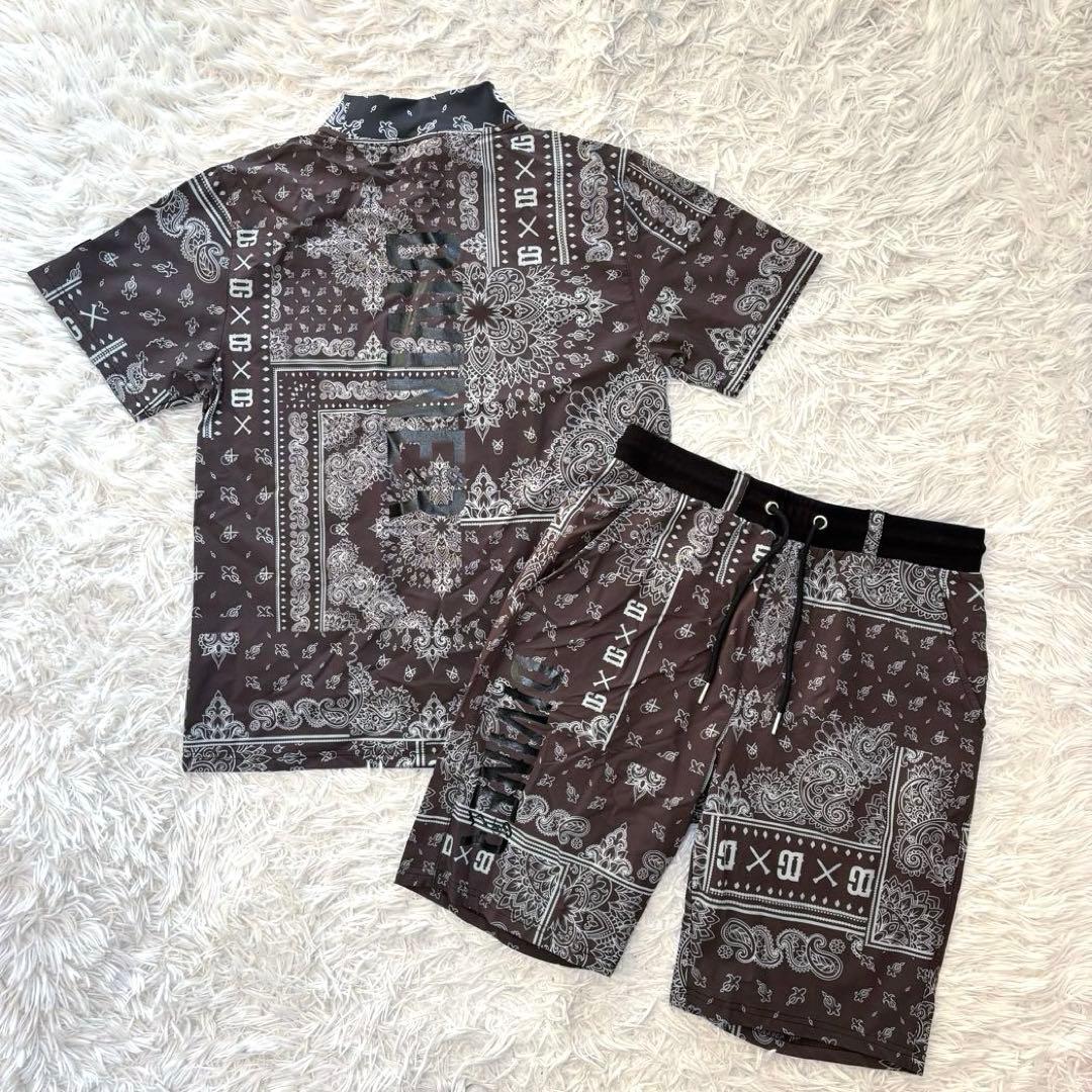 DIVINER golf セットアップ ペイズリー バンダナ モックネック