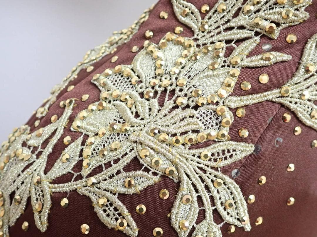 6358【チャコット】茶/ブラウン/ゴールド/ラテンドレス☆社交ダンス