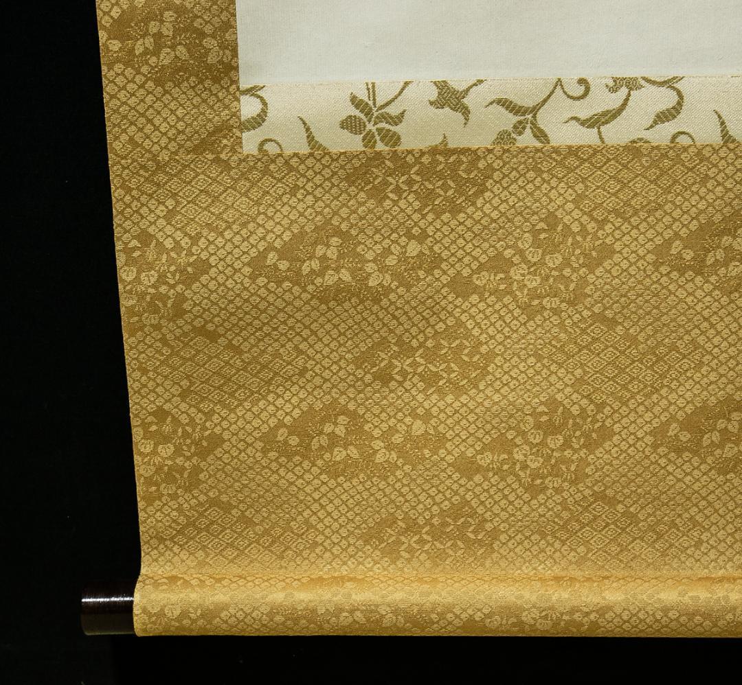 掛軸-1542　金閣寺　江上泰山　「弄花香満衣」　共箱