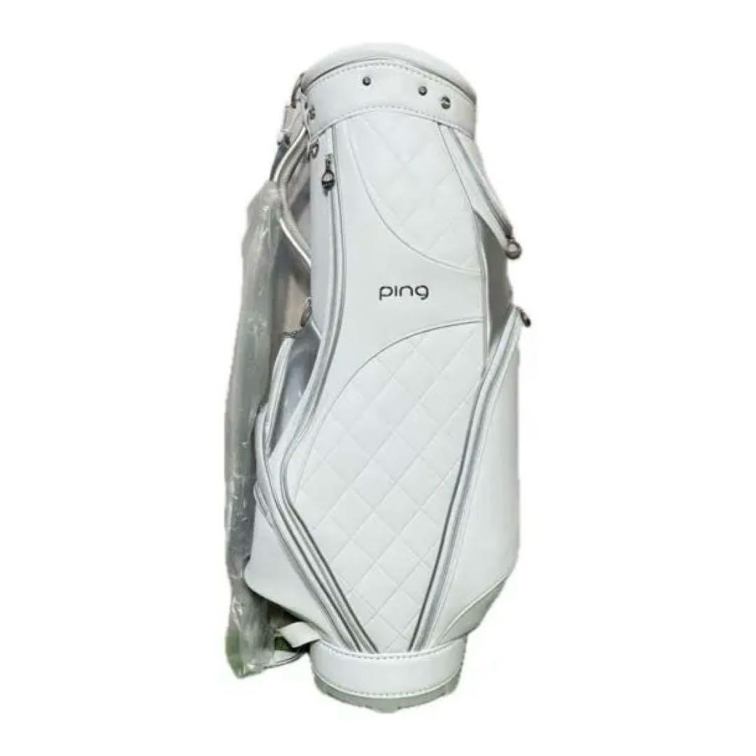 PING ホワイト キャディバッグ ダイヤモンドキルティング