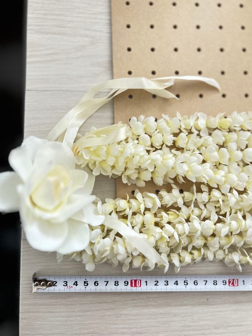 3058. フラダンス　タヒチアン　レイ　フラワーレイ　ピカケ　5連　ホワイト系