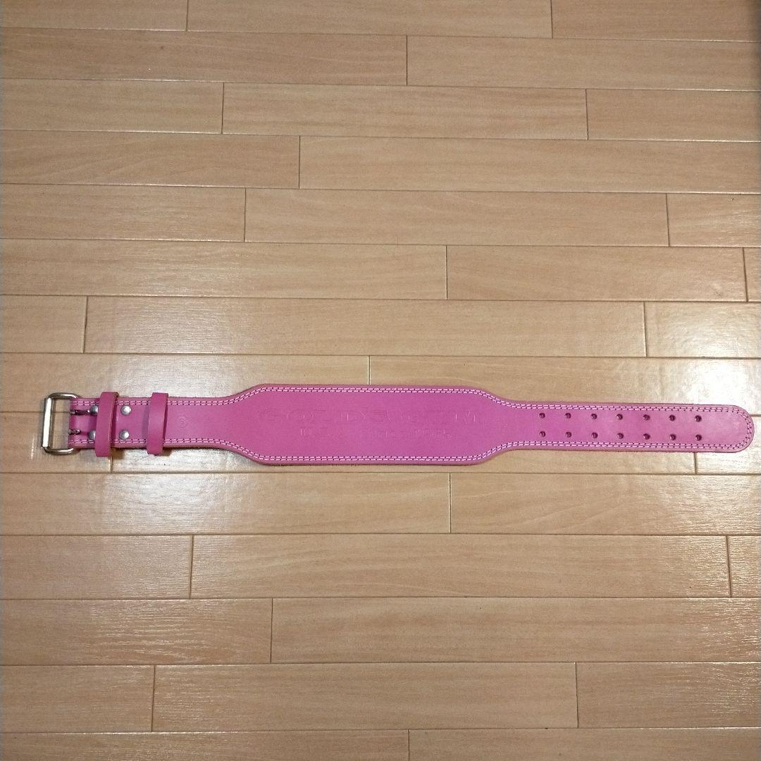 【未使用】GOLD'S GYM高級レザーウェストベルトEXピンクゴールドジム