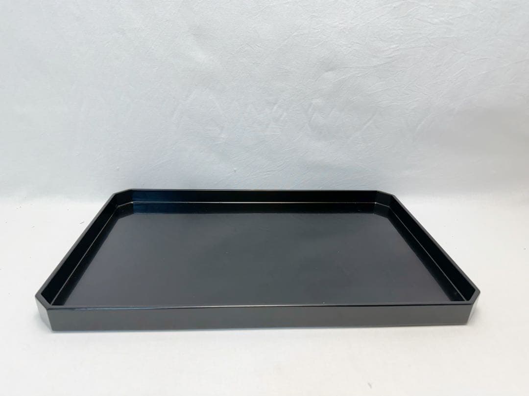 茶道具 木製黒真塗 脇引き盆二枚セット 紙箱