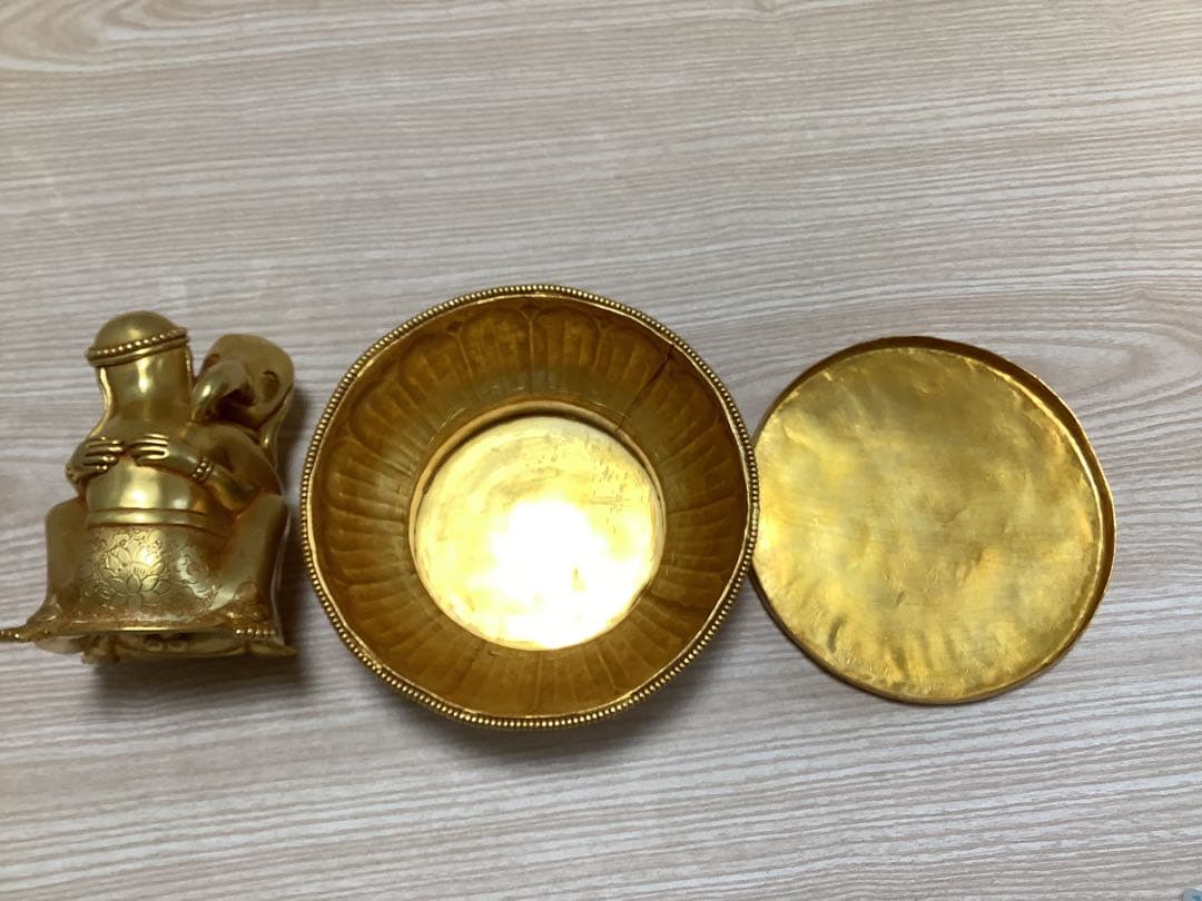 《 チベット密教　新品　1点物 》 オリジナル　鍍金　ガネーシャ　歓喜天　76