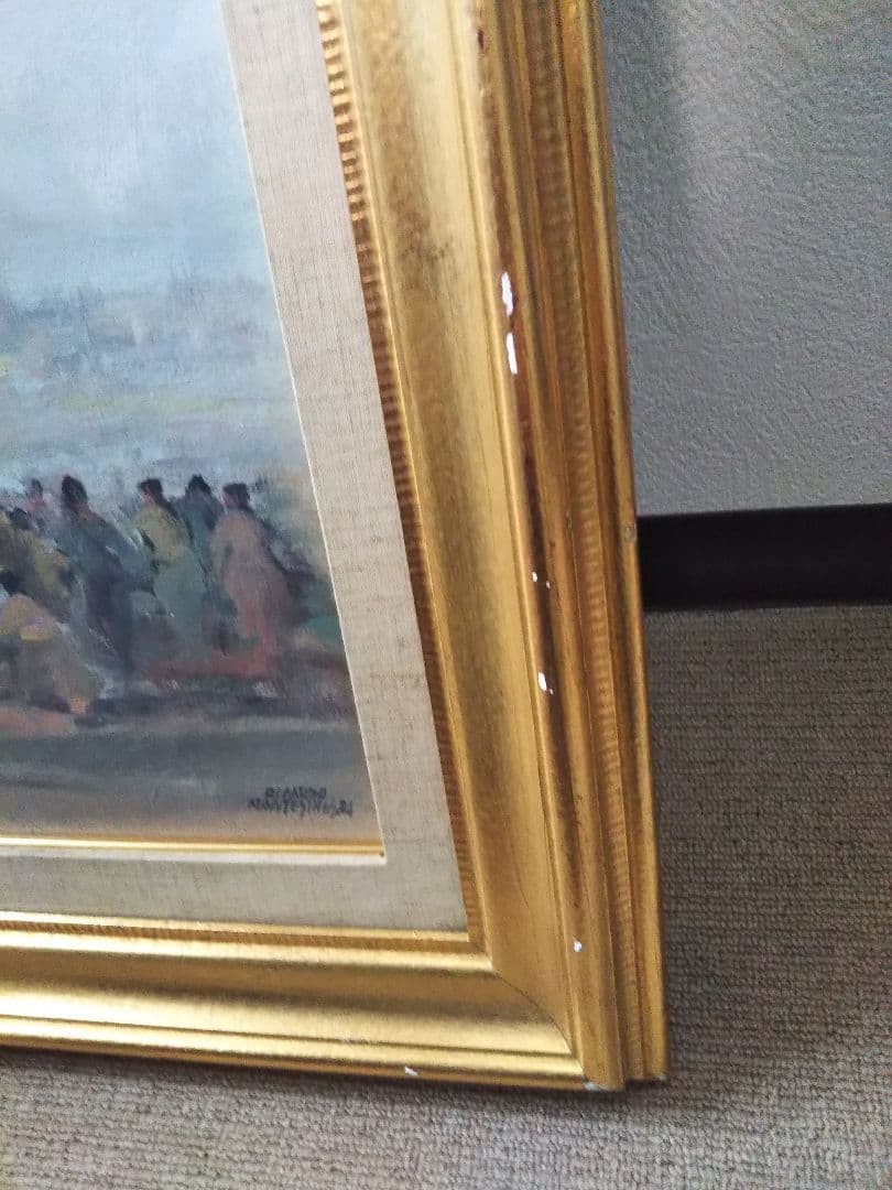 リカルド・モンテシノス 【 パレハの行列】スペイン 油彩 署名有 1984年