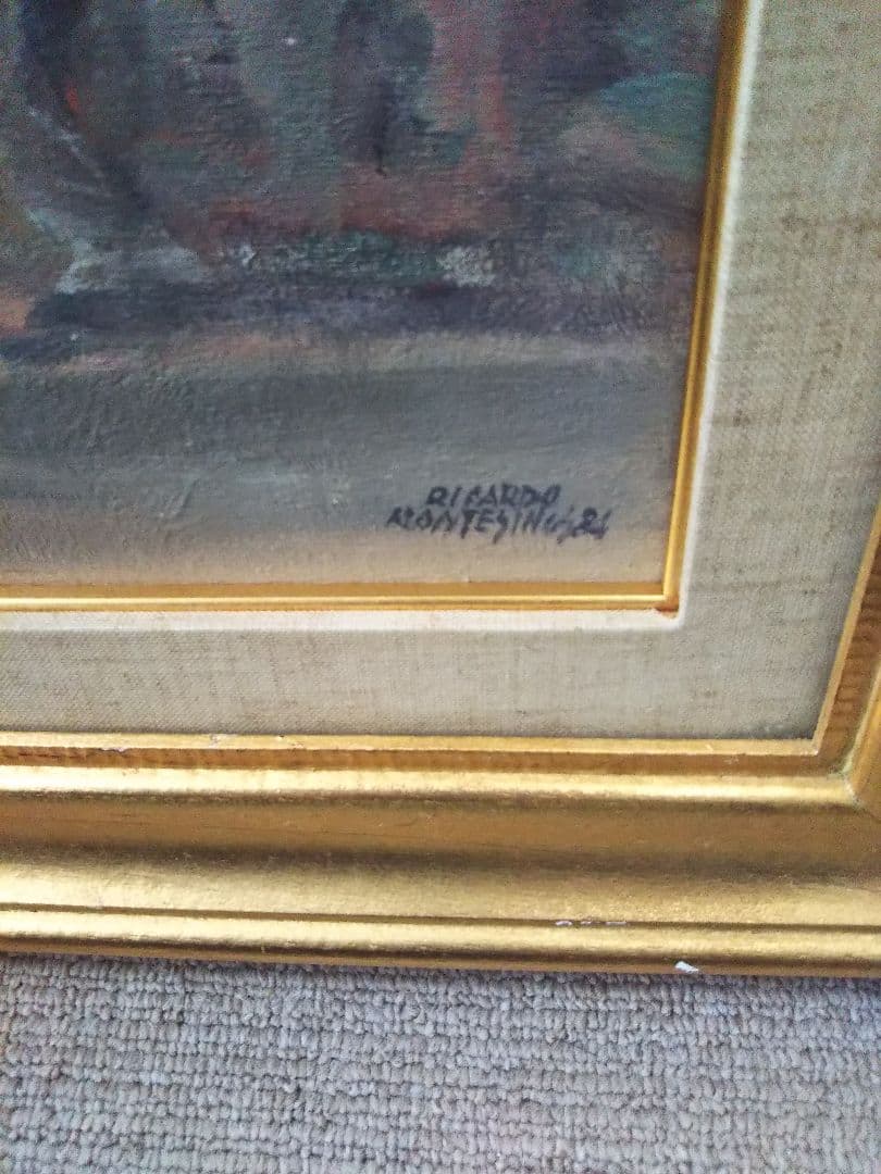 リカルド・モンテシノス 【 パレハの行列】スペイン 油彩 署名有 1984年