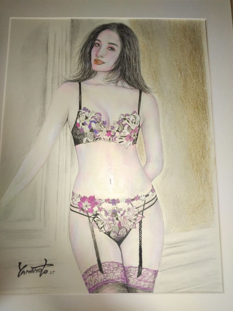 裸婦、美人画、絵画６号、光りの中W真作、山本英二、額縁、肉筆、高塚省吾、宮永岳彦