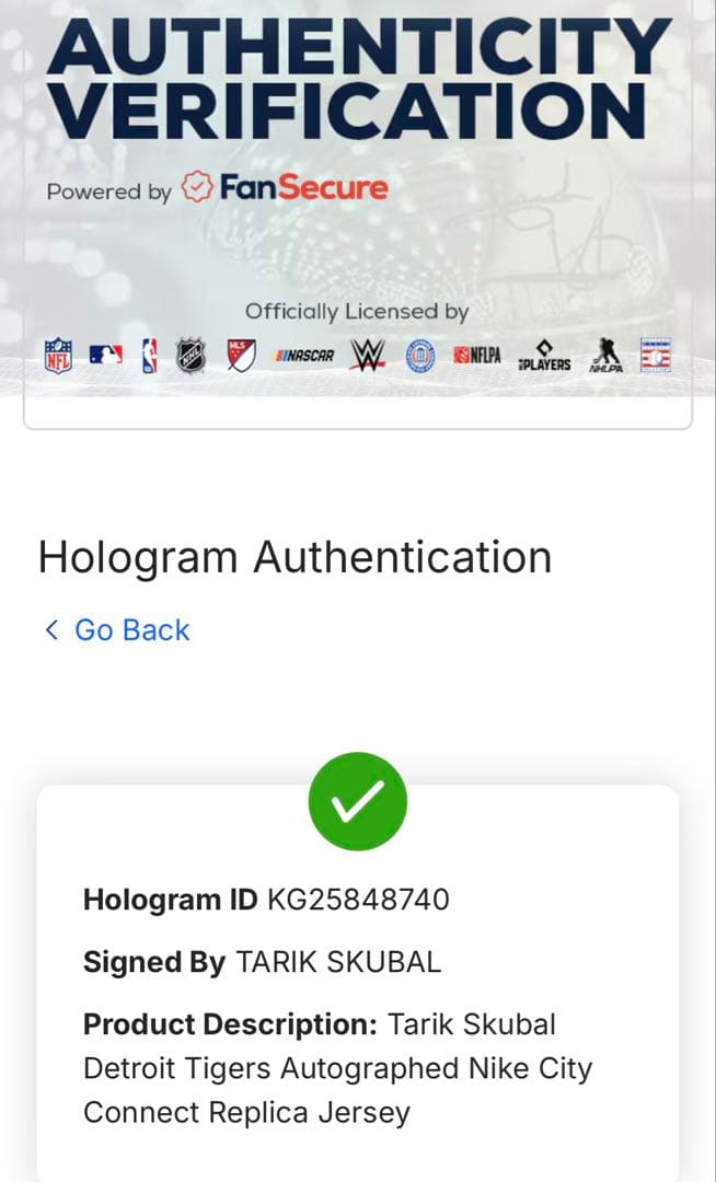 サイン　ユニフォーム Fanatics MLB ユニフォーム スクーバル