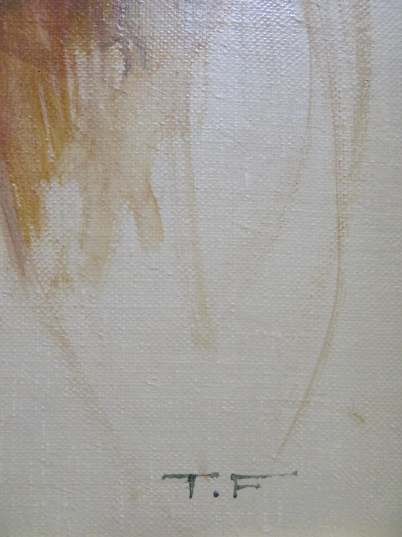 ◆ 作者不明　「少女像」（仮題）　油彩　F3号   アンティーク額◆