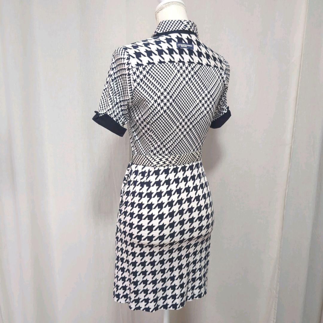 3065【美品】マスターバニーエディション　半袖ワンピース 千鳥格子柄 ベルト付