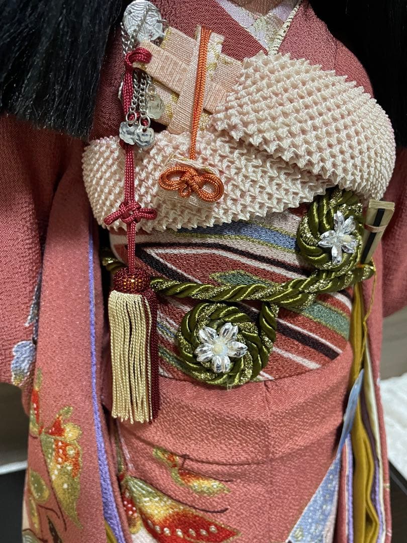 【極美品】★久月「正絹 市松人形」13号／ガラスケース付き★