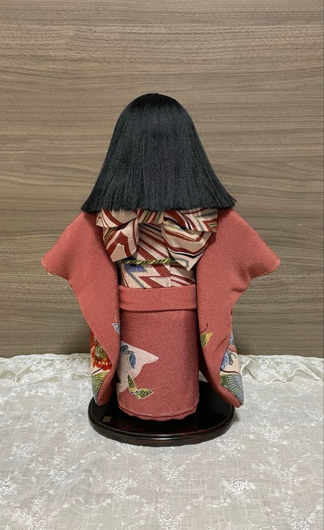 【極美品】★久月「正絹 市松人形」13号／ガラスケース付き★