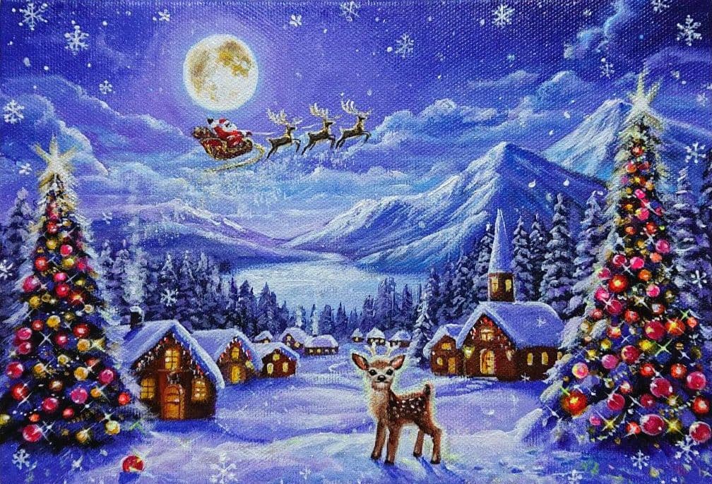 k*☆様 『月を眺めて』アクリル画 SM 風景画 絵画