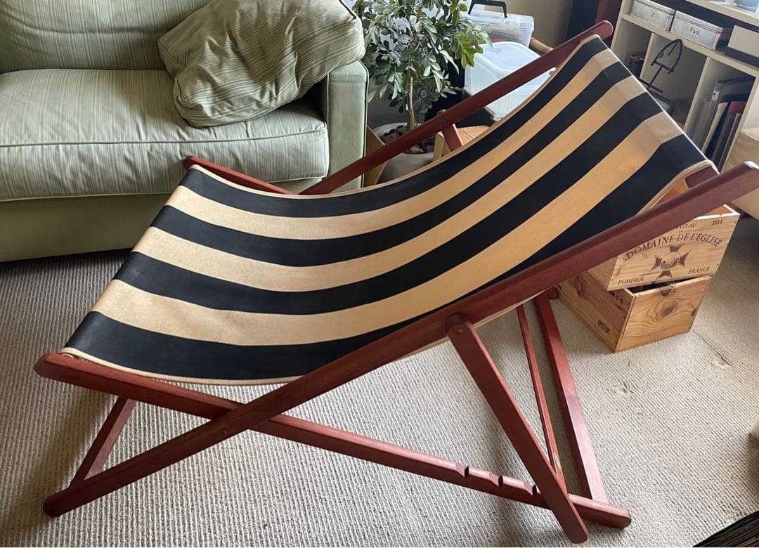 ★ フランス製　天然木　デッキチェア　　　リクライニングチェア　ガーデンチェア