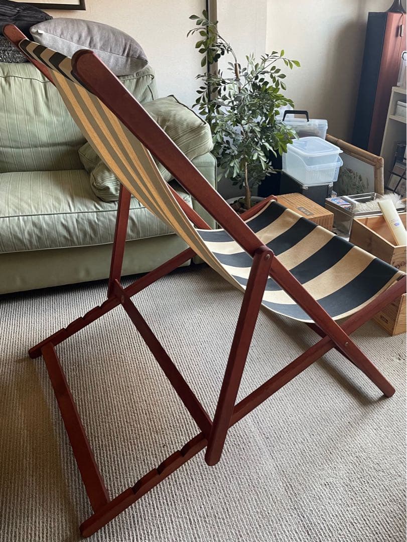 ★ フランス製　天然木　デッキチェア　　　リクライニングチェア　ガーデンチェア