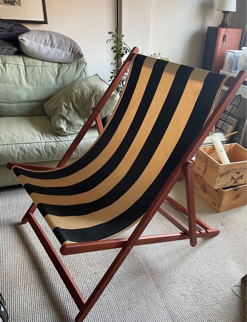 ★ フランス製　天然木　デッキチェア　　　リクライニングチェア　ガーデンチェア