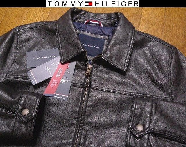 【大きい】2XL3XL日本サイズ位トミーヒルフィガーUS本革調レザージャケット茶