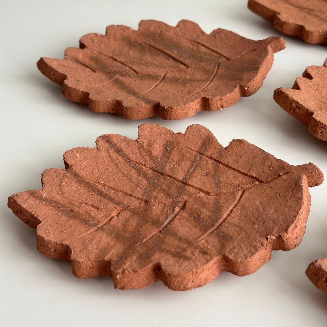 各見政峯 備前 皿 緋襷 葉皿 5枚 共箱