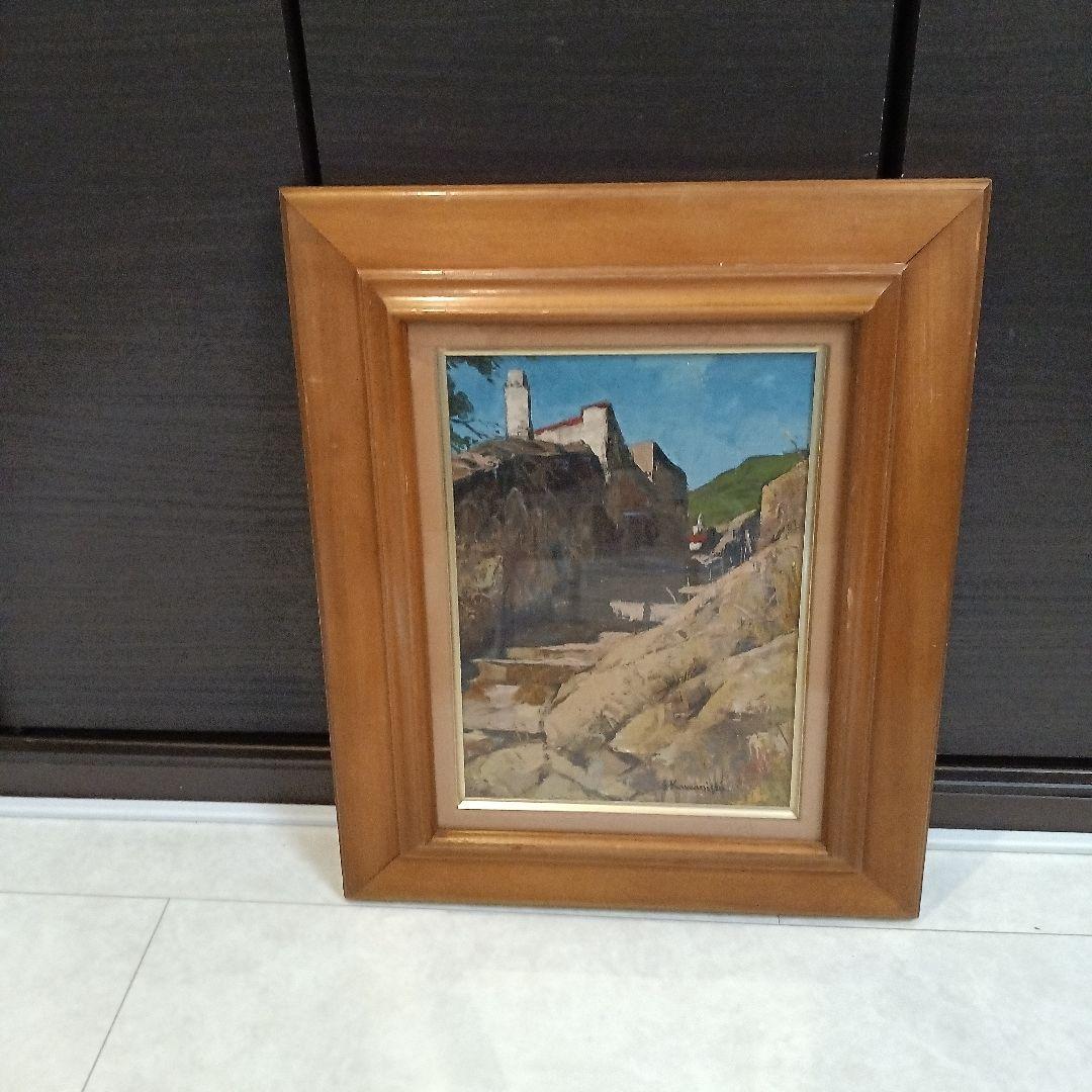 ４号　油絵　河西昭治　「切り通しの石段」