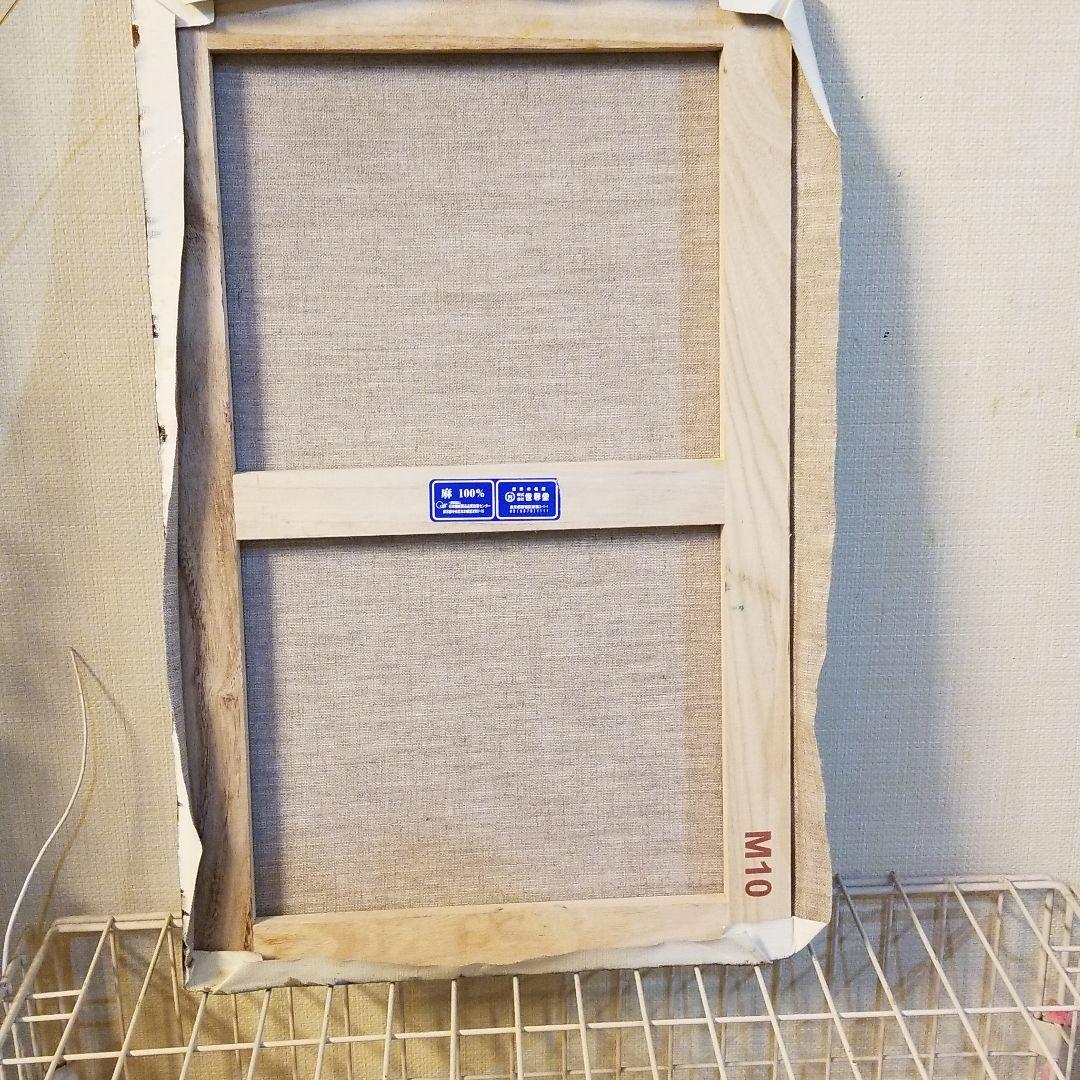 油絵　ゆうみ　はしごに置いた鉢花