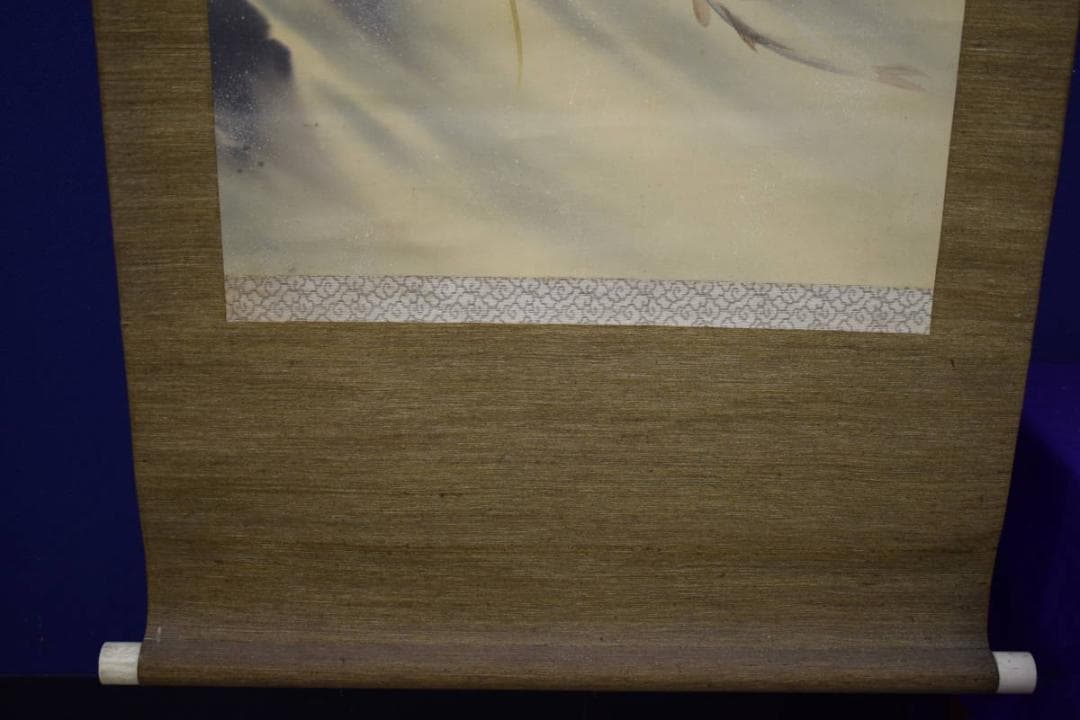 真作/秋錦/鮎図/桐共箱付/布袋屋掛軸HJ-178