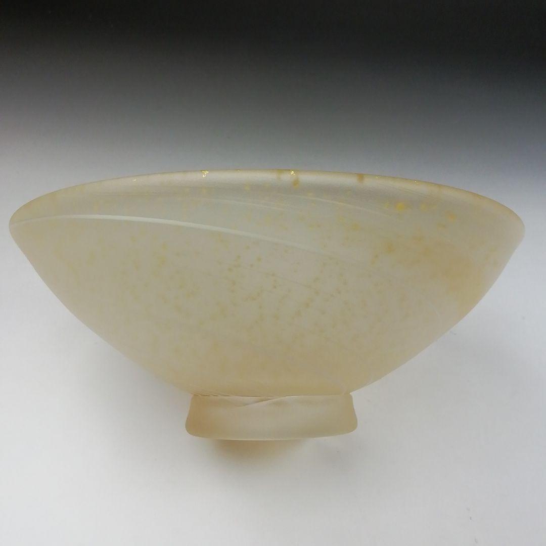 Ｔ４５１　茶碗　『瑠璃の匠』『ガラス平茶碗』『原田宗春 作』共箱　抹茶碗　茶道具