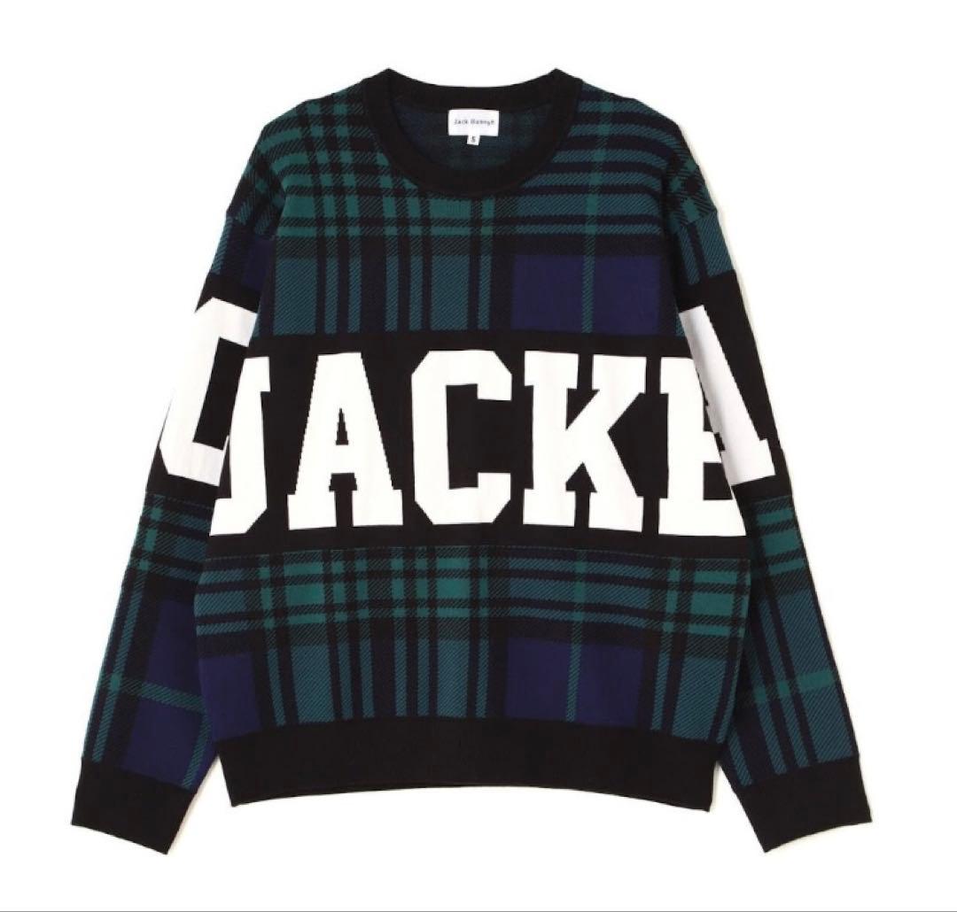 新品 パーリーゲイツ ジャックバニー チェック切替 Wジャガード ニット5L緑