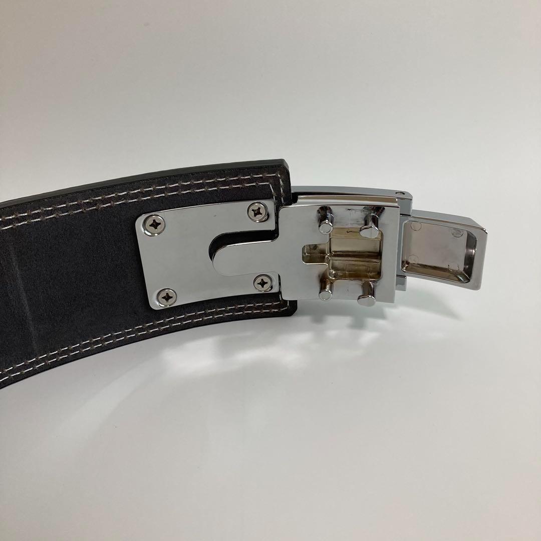 パワーベルト レバーアクション Sサイズ ワンタッチ可変式 本革 緑×艶シルバー