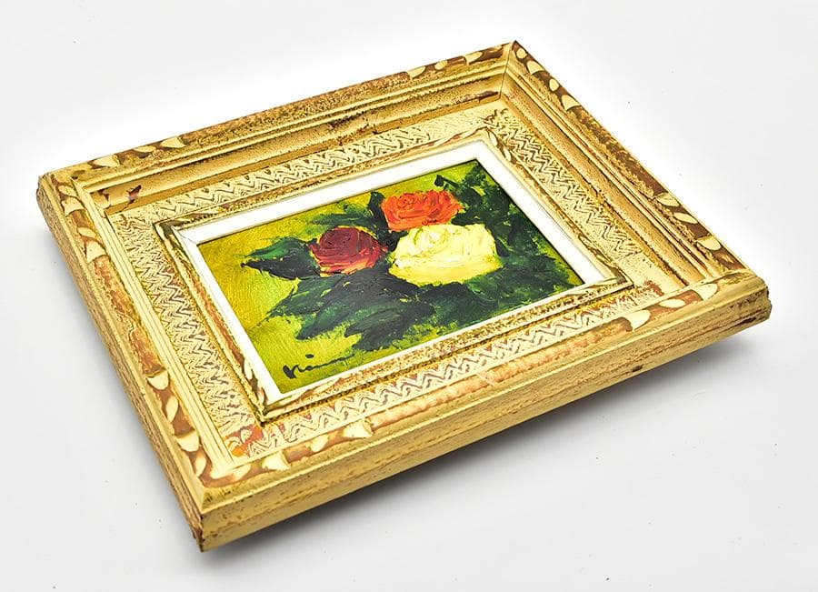 木村正志 1950年 薔薇 油彩 肉筆 絵画 F3号 額 縦31cm 横38cm