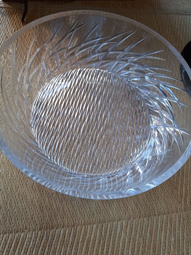 茶道具　ギヤマン（義山）平水指　漆蓋付き 共箱　水差 水入れ　平　硝子　ガラス