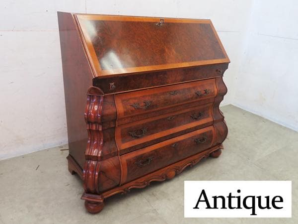 ユーロアンティーク■ロココ様式■ライティングデスク■ボンベフロント■