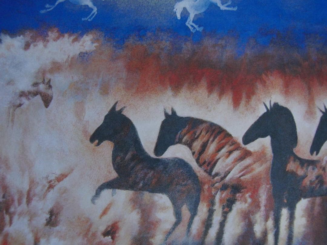 工藤甲人、【馬の霊を弔う新田火祭】、希少な額装用画集より