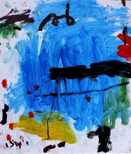 抽象画　現代アート　「彩-33」　色紙に油彩の抽象画、