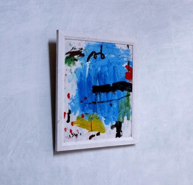 抽象画　現代アート　「彩-33」　色紙に油彩の抽象画、