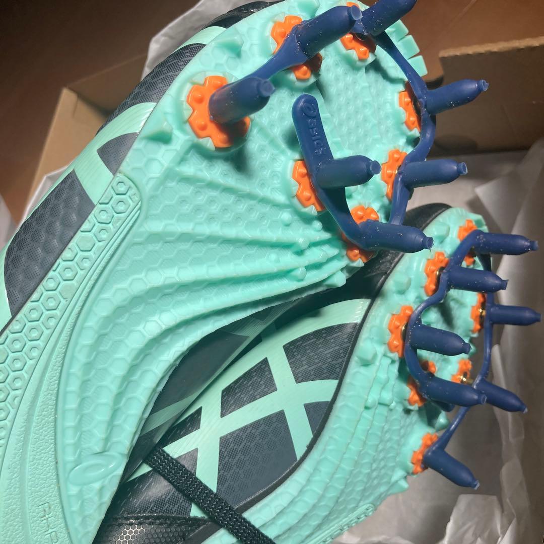asics スパイクシューズ ブラック/ミント　25センチ