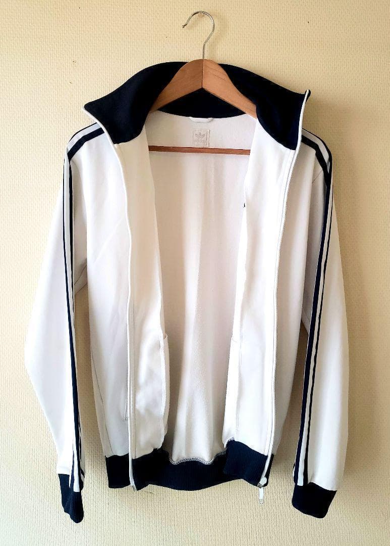 ★アディダス ベッケンバウアー トラックジャケット 刺繍ロゴ 白 ネイビー★